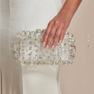 cult gaia Clear Crystal-Embellished Acrylic Box Clutch - Clear